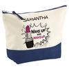 Pochette Fond Bleu Samantha Wake Up and Makeup - Cadeau Original - Anniversaire - Trousse Maquillage Grand Format