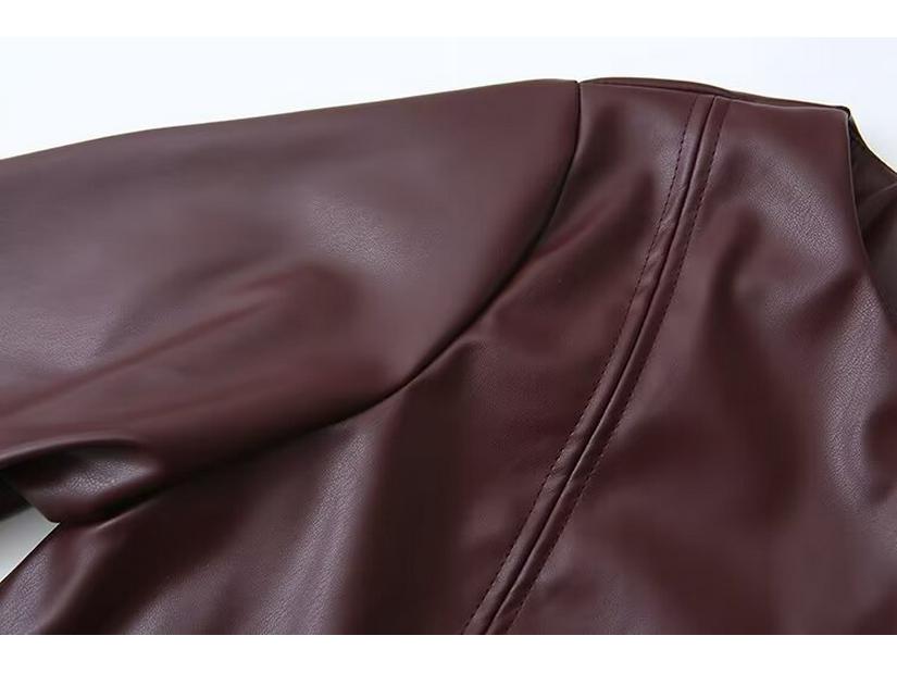 2024 Осень Женская Универсальная Короткая Кожаная Куртка в Европейском и Американском Стиле