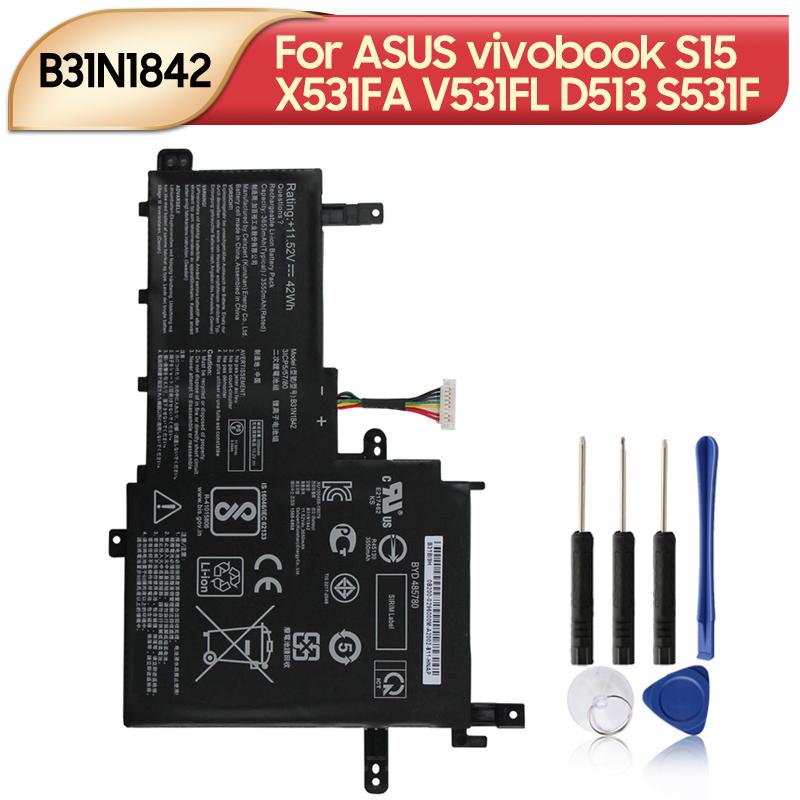 Аккумулятор Премиум-качества для ноутбука ASUS vivobook S15 X531FA V531FL D513 S531F F513 M513 B31N1842 3653 мАч