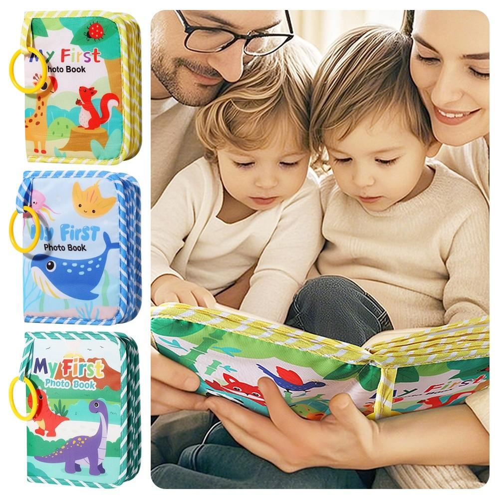 1 Count Cartoon Baby Cloth Book Album with Safety Mirror Soft Cloth Newborn Anniversary Album Multi-color Children's Album Gifts