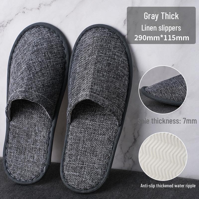 Thickened Non-Slip Disposable Slippers for Hotels, B&Bs, Beauty Salons, Home Hospitality - Cotton & Linen, Breathable