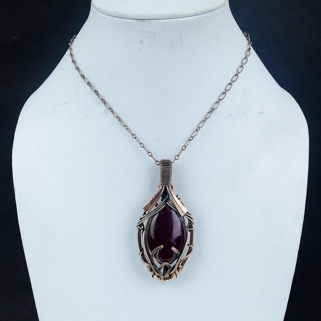 Украшения из лабрадорита Pink Flash, обернутые медной проволокой 999 пробы, Ручная работа, Прекрасный кулон с драгоценным камнем для женщин