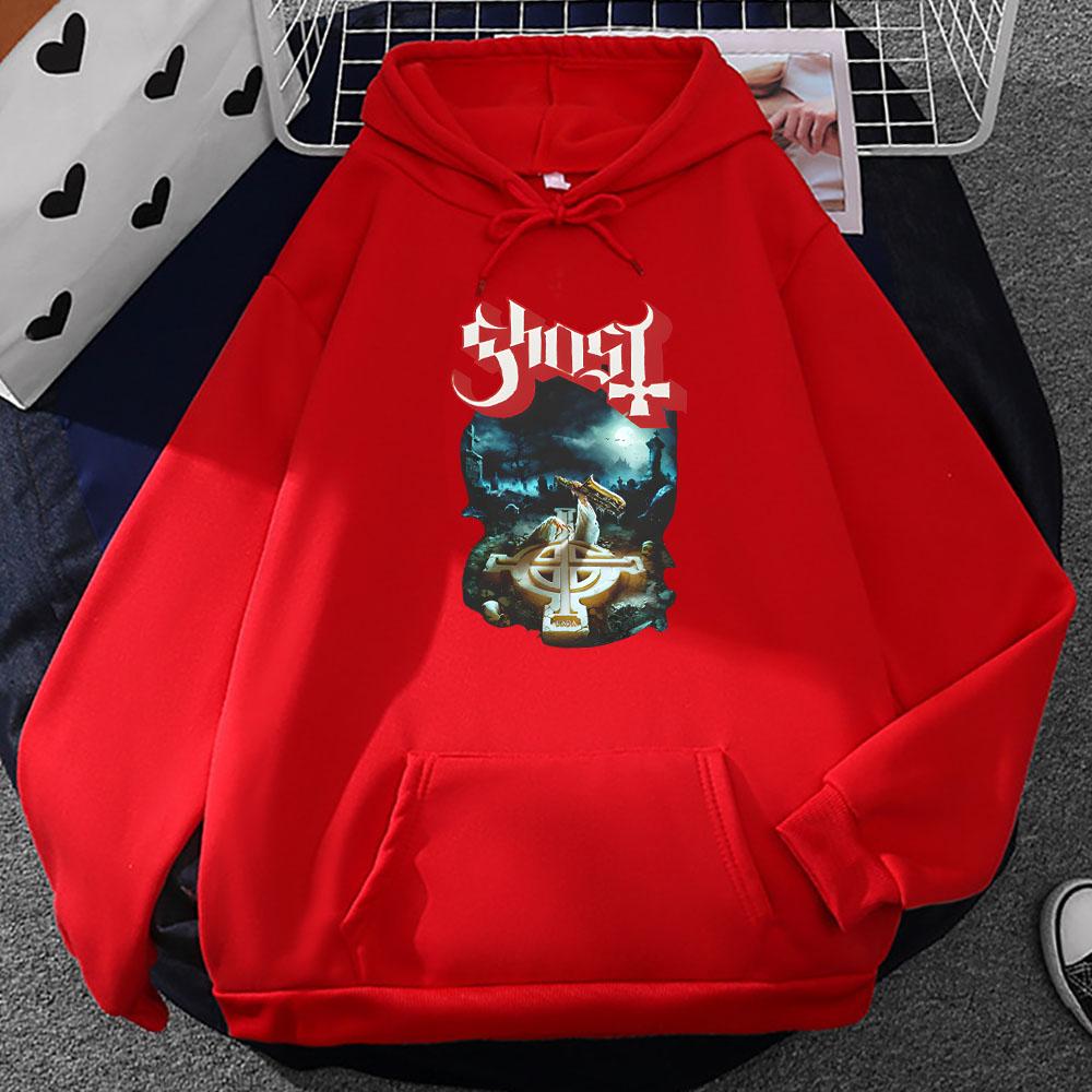 Мужская одежда Призрак Здесь Прямо Сейчас Толстовки Уличная одежда Длинный рукав Зимняя Толстовка с капюшоном в стиле рок с графикой