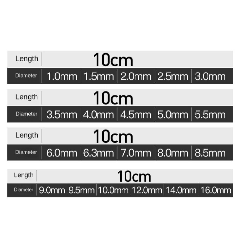 12pcs 1.0-3.5mm Solid Carbon Rod Fishing Rod Accessories Carbon Connection Tube Road Fishing Rod Modified Broken Rod Repair