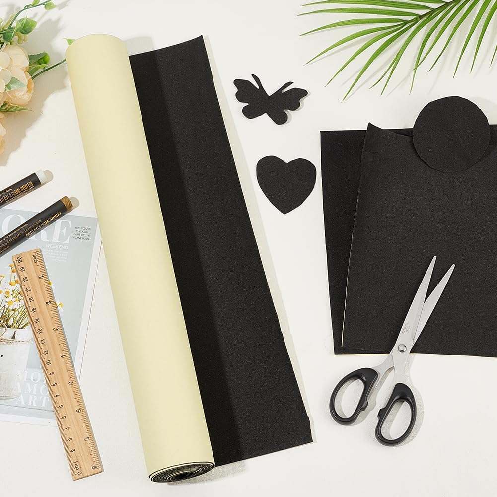 BENECREAT 78.7x15.7 Inch Black Self Adhesive EVA Foam Roll, 1mm Thick Waterproof Foam Rubber Sheet for Furniture Protecting, Filling, Costumes and