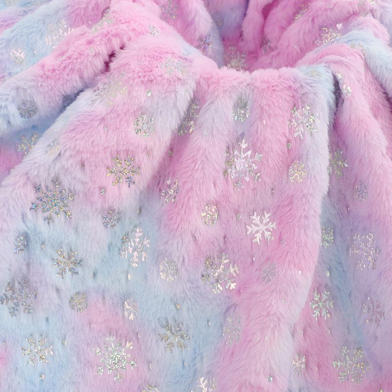 Ткань из бархата и плюша с мехом кролика Snowflake Tie-Dye для игрушек, багажа, обуви и шапок