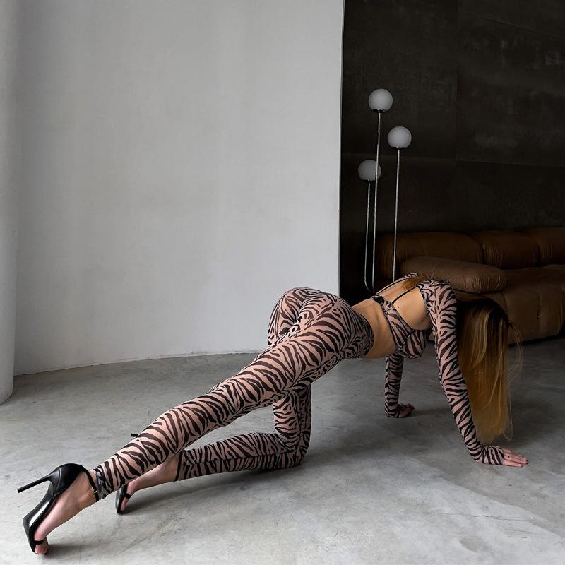 Aduloty Женское сексуальное нижнее белье, тонкая сетка, новое летнее эротическое белье с леопардовым узором, сетчатое нижнее белье, комплект из четырех штук