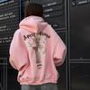 Женская Европейская и Американская Пограничная Толстовка с Капюшоном и Принтом на Спине: Осенняя мода, Свободный крой, Сладкий и дерзкий стиль
