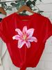 Elegant Lily Flower Graphic Printed Artistic Design Fashion Women Comfortable T-Shirt Summer Casual Fashion Short Sleeve Clothes