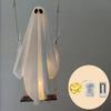 Halloween Decoration Outdoor Swing Ghost Ornament with LED Lights Adjustable Hanging Spooky Ghost Decor