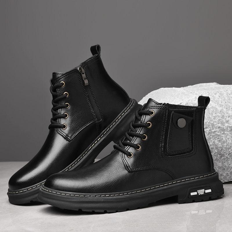 Модная мужская обувь, удобная обувь с высоким верхом 2024 года, мужские мотоциклетные ботинки на шнуровке, классические ботинки ручной работы для мужчин
