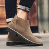 Натуральная кожа мужская высококачественная повседневная обувь с высоким верхом, ботильоны, осень 38~46, мужские ботинки челси, ретро, удобные, мода 2024 года