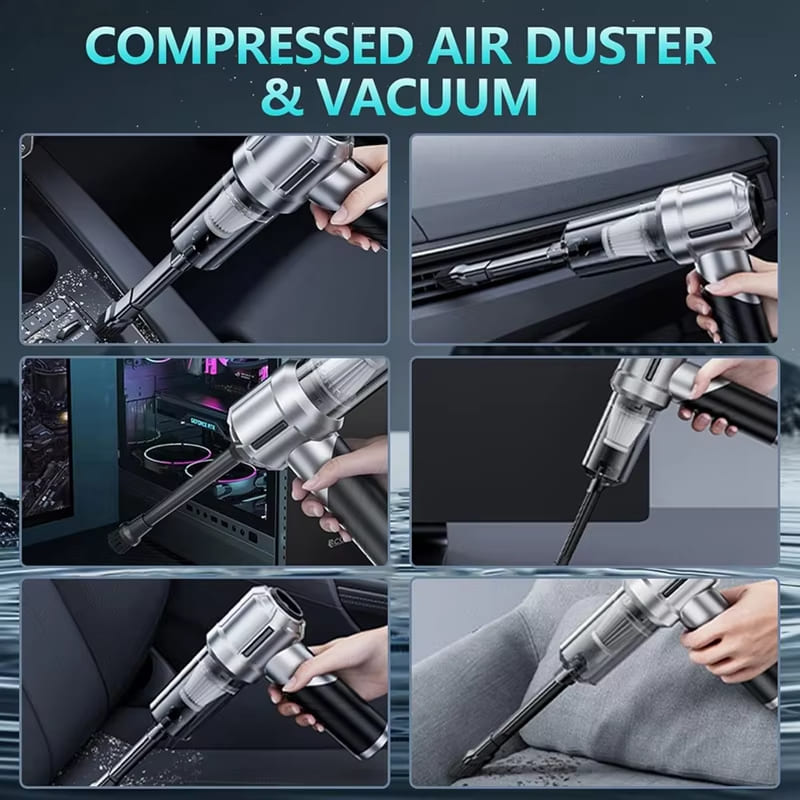 2025 Новый 15000PA Мини-пылесос для автомобиля 4 в 1 Мощная чистящая машина Мощное всасывание Ручной автомобильный беспроводной портативный бытовой прибор