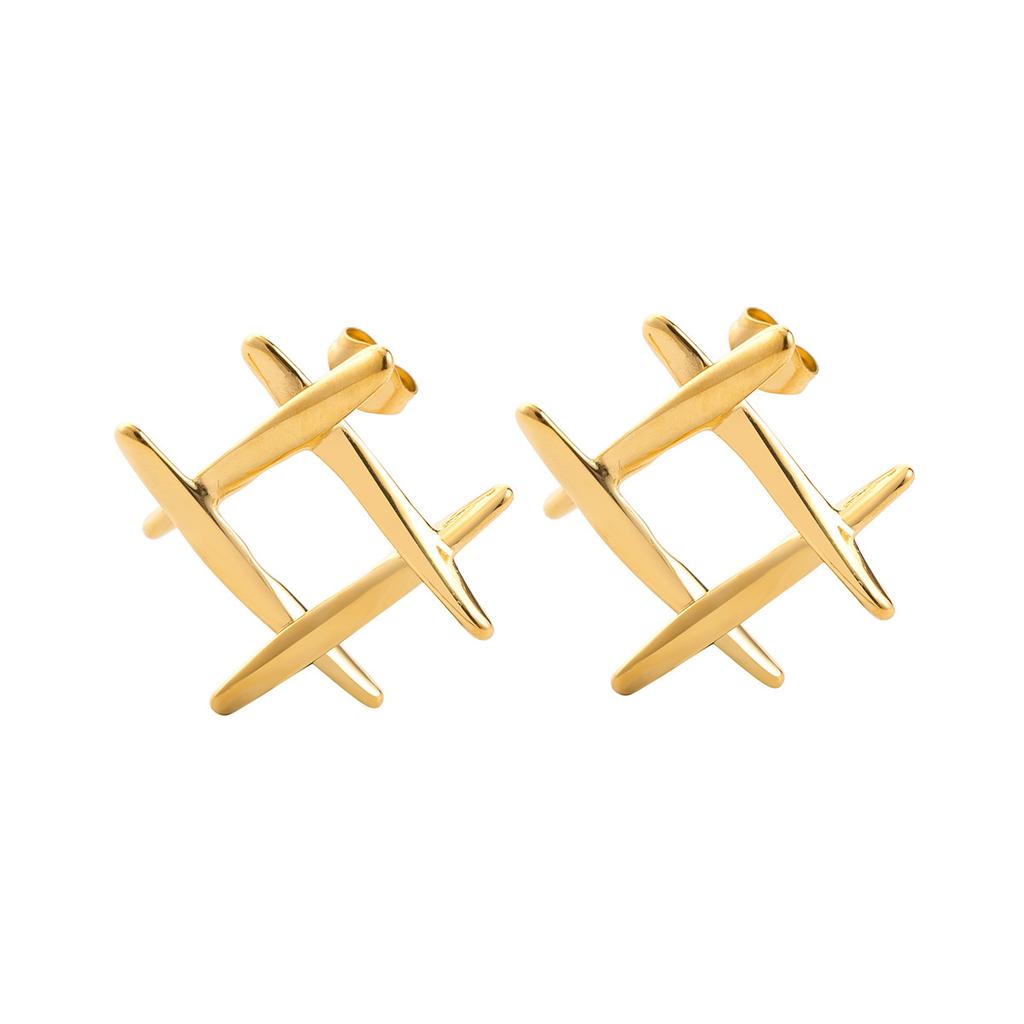 Simple Wind Geometric Tic Tic-type Stud Earrings Fashion Personality Gold Earrings Titanium Steel Earrings