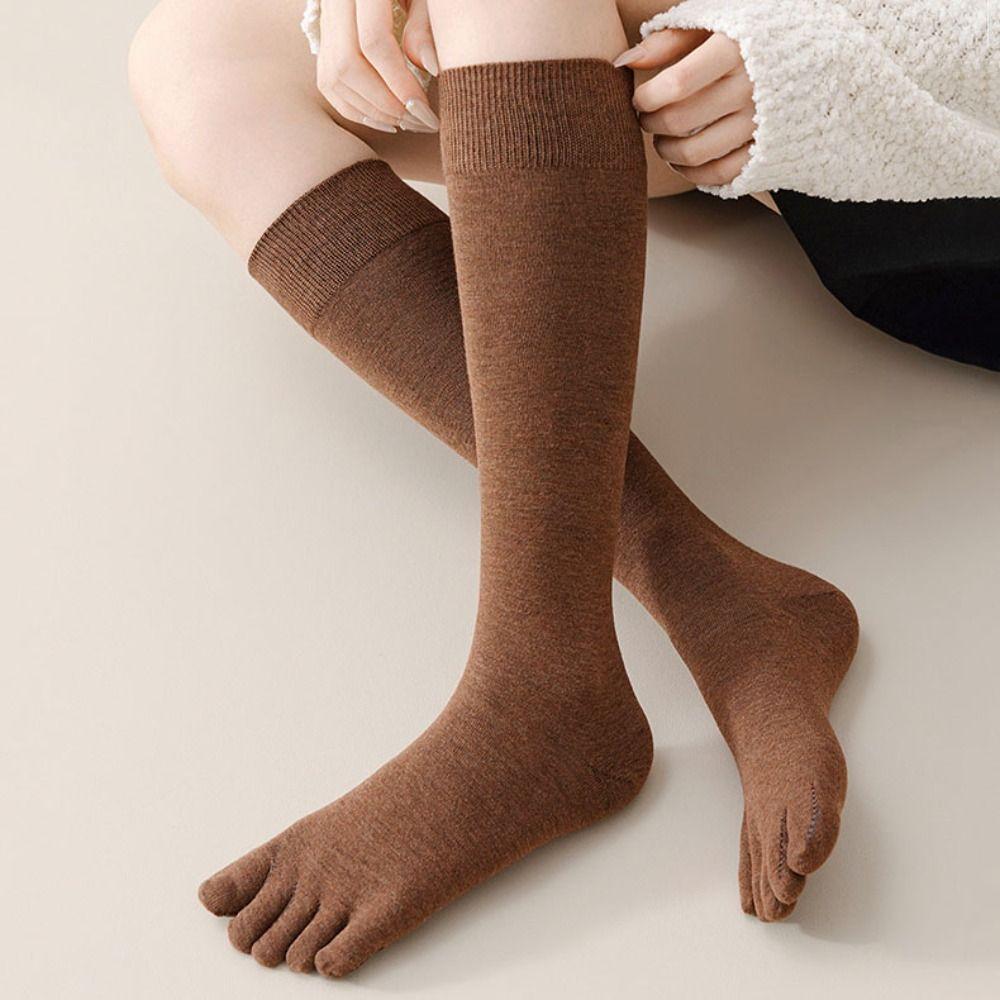 Harajuku Split Toe Socks Anti-slip Mid-tube Stocking Women Simple Five Finger Long Socks Lolita JK