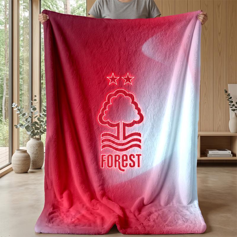 Nottingham Forest Football Print Flannel Blanket, Soft Warm Lightweight Throw Blanket for Sofa Bed Camping