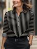 Women's 3D Stitching Polka Dot Print Long Sleeve Shirt Spring and Autumn Fashion Casual Daily Wear Lapel 3D Blouses Ladies Offce