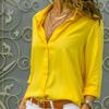 Spring Autumn Women Solid Color Button Up Chiffon Blouse Casual Long Sleeve Plus Size Tops