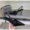 Fashion Women Pointed Toe Heels Shoes Slingback Sandals 2025 Dress Party Fashion Summer Slippers New Walking Flip Flops Pumps Slides
