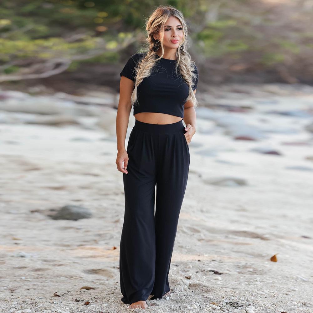 Plus Size Women's Spring/Summer 2026 Casual Suit: Short-Sleeve T-Shirt & Long Pants Two-Piece Set