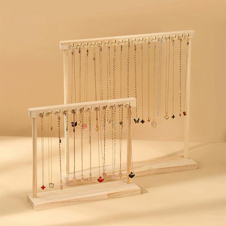 Jewelry Organizer Display Stand Wood Necklace Hanging Countertop Rack for Chains Earrings Bracelets Showcase Storage Rack