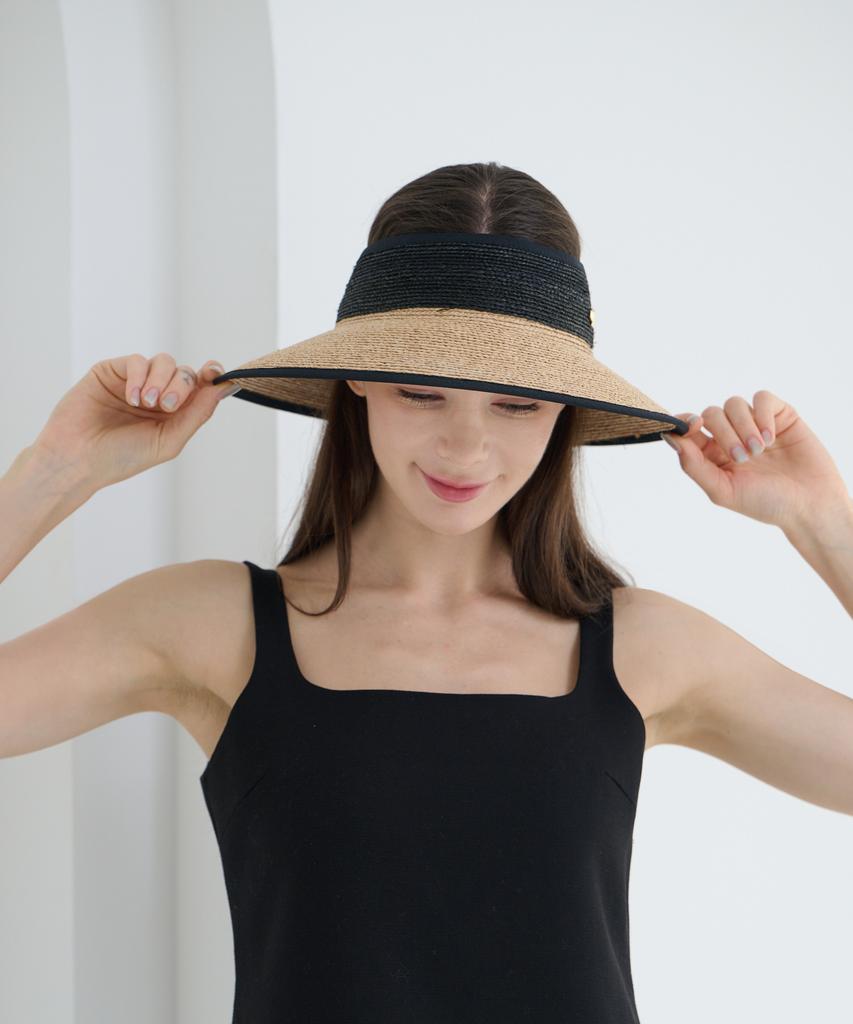 Солнцезащитный козырек из рафии Koipeu, двухцветный, Cf081Ht074