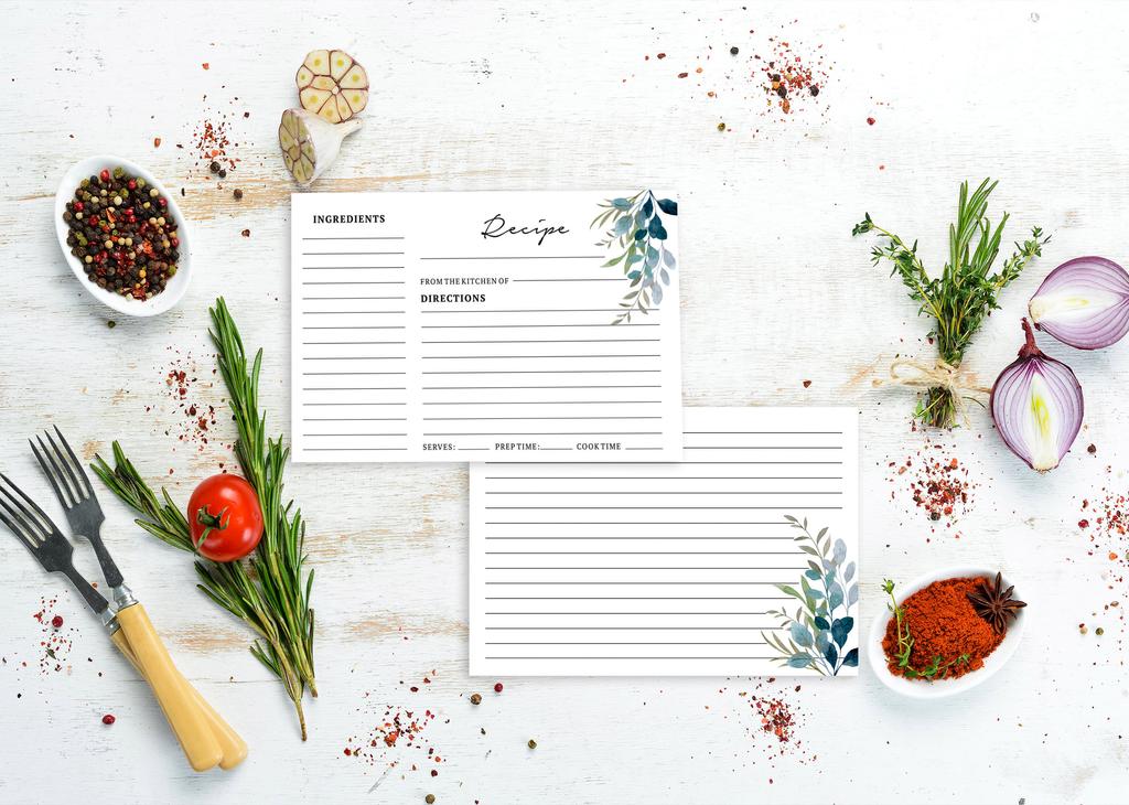 Inkdotpot Карточки с рецептами 4x6 дюймов (Набор из 50) , Толстые двухсторонние карточки премиум-класса - белые карточки для заметок с рецептами в современном стиле