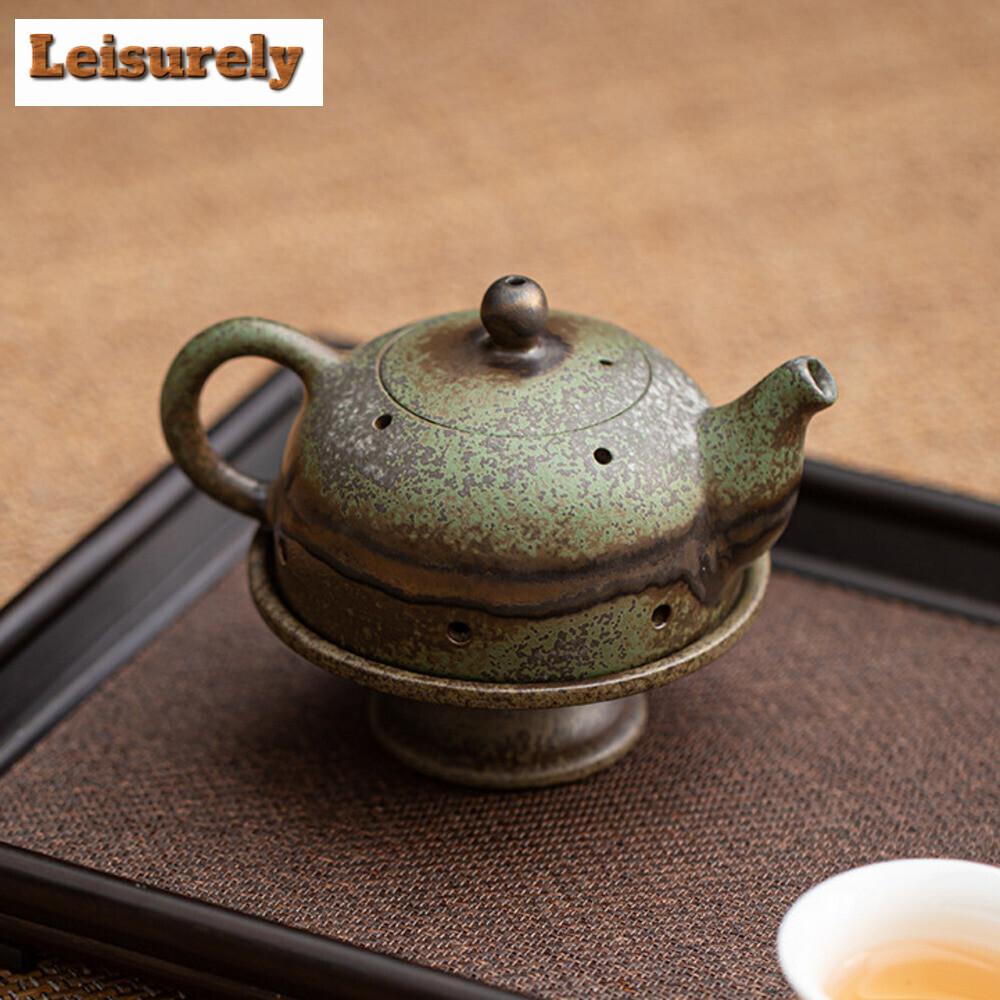 Креативный чайник для заваривания благовоний, курильница Zen, бронза, зеленая керамика, подставка для сиденья из агарового дерева, печь из сандалового дерева, украшение для чайного столика, поделки