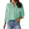 Women S Long Sleeve Striped Loose Fit Work Shirt With Pockets