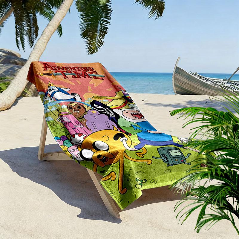 Adventure Time Print Beach Towel, Large Soft Quick Dry Towel for Beach Camping Swimming