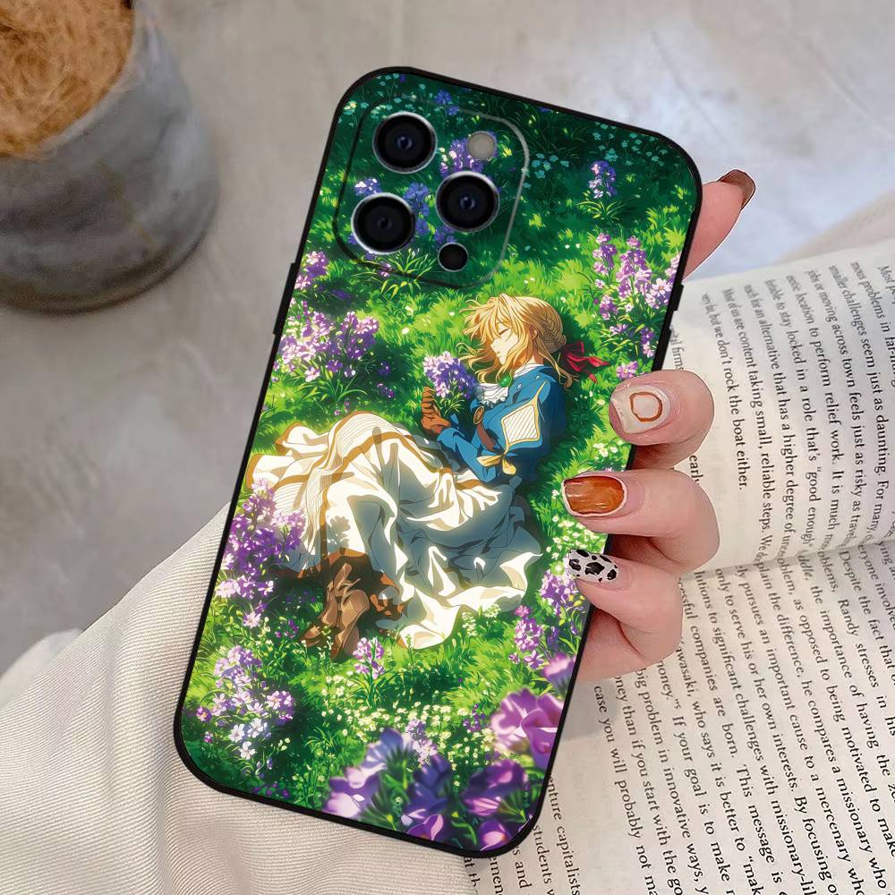 Чехол для телефона Violet Evergarden для iPhone 17,16,15,14,13,12,11 Plus,Pro Max,XS, Мягкий силиконовый черный чехол