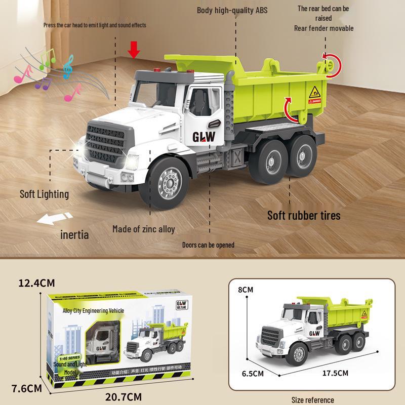 Douyin Alloy Children's Crane & Excavator: Inertial Sound & Light Mixer Truck Model