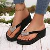 Fashion Vintage Wedges Med Heel Flip Flops for Ladies Chunky Platform Slip On Slippers Women Summer Hot Sale Beach Home Shoes Women