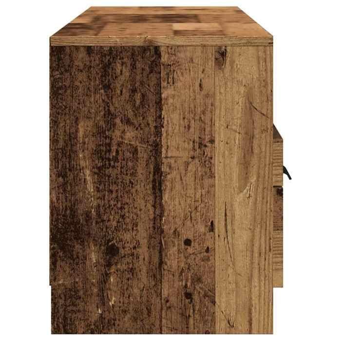 vidaXL Meuble TV vieux bois 150x33,5x45 cm bois d'ingénierie, banc TV, meuble hifi, centre de divertissement, buffet TV, 856852