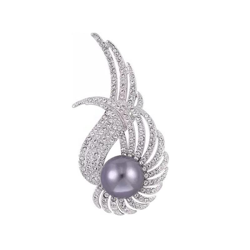 Elegant Pearl & Feather Brooch: High-End Angel Wings Corsage Pin for Women