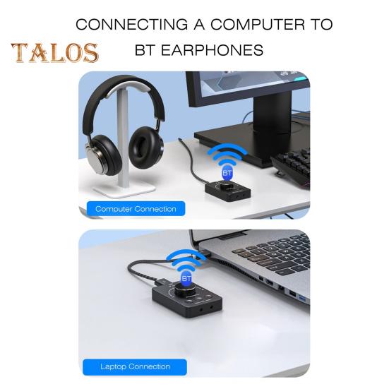 USB-регулятор громкости ПК Внешний компьютерный адаптер громкости Bluetooth-совместимый аудиопередатчик Адаптер внешней звуковой карты