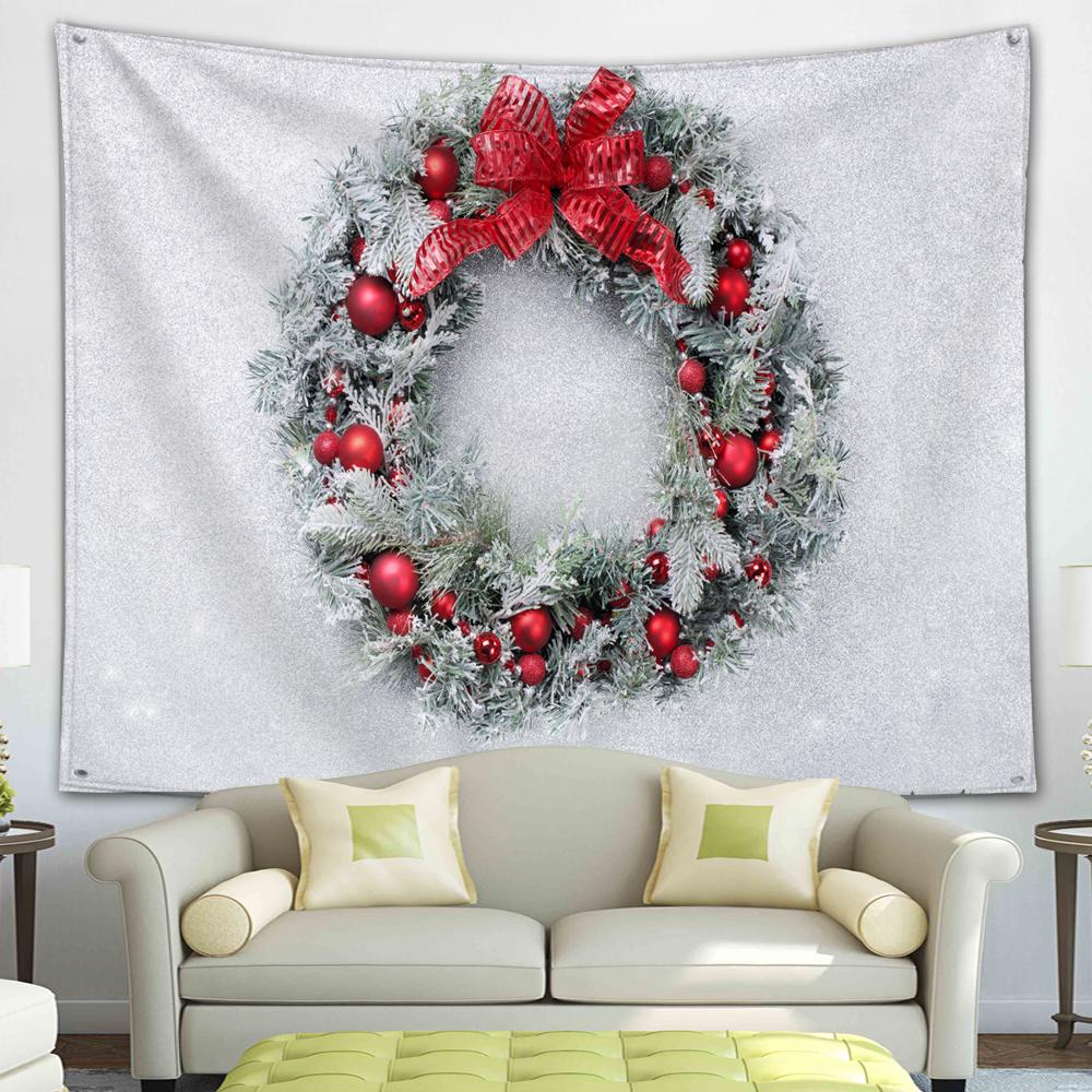 С Рождеством Гобелен Снежинки Санта-Клаус Зимняя ночь Рождественская елка Настенный камин Подарок Новогодние украшения для дома