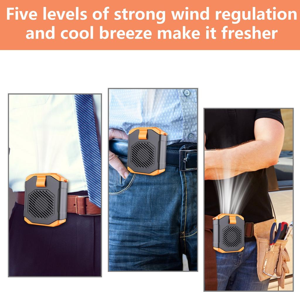 Waist-hanging Small Fan For Outdoor High Wind Power Handheld Fan With Five Adjustable Gears
