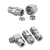 1/8" 1/4" 3/8" 1/2" BSPT NPT Наружный 3-25мм 1/8-1 Дюйм Наружный Диаметр Двойной Обжимной Муфта-Тройник Соединитель Трубки Нержавеющая Сталь 304