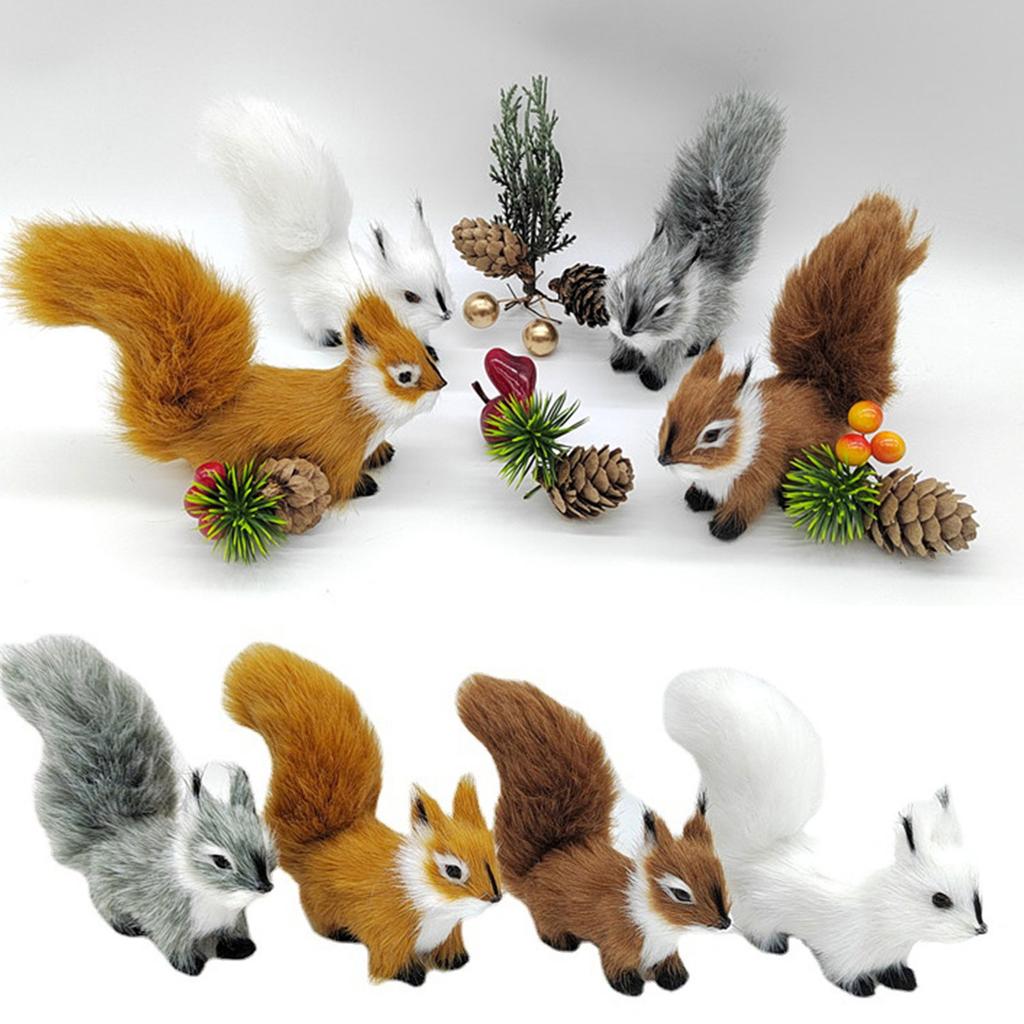 Realistic Squirrels Figurine Simulated Stuffed Plush Figure Animal Sculpture Perfect Addition To Christmas Table Decor