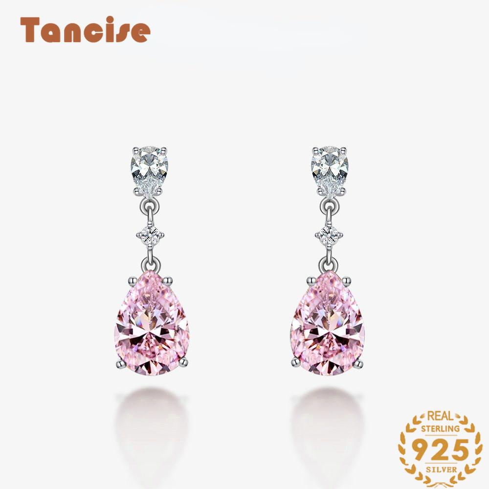 Ювелирные изделия Tancision10*14 просто инкрустированы розовыми каплевидными серьгами из высокоуглеродистого бриллианта для женских независимых серег-подставок.