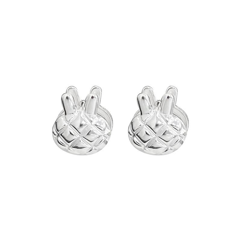 Ins Style Diamond клетчатые пуговицы в виде ушей кролика для женщин, милые, индивидуальные, ретро, милые, классные, украшения для ушей
