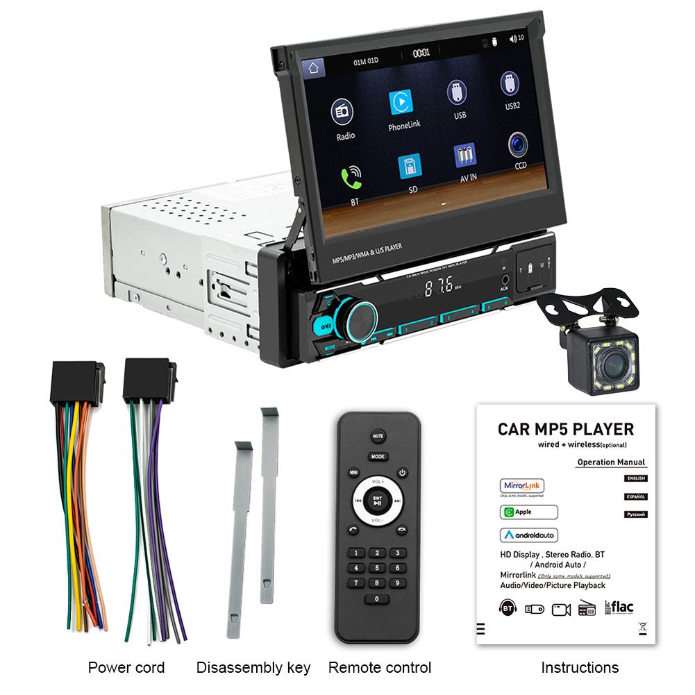 9607W 7'' сенсорный экран универсальный беспроводной Carplay автомобильный мультимедийный плеер Bluetooth FM TF/USB камера заднего вида автомобильное стерео радио