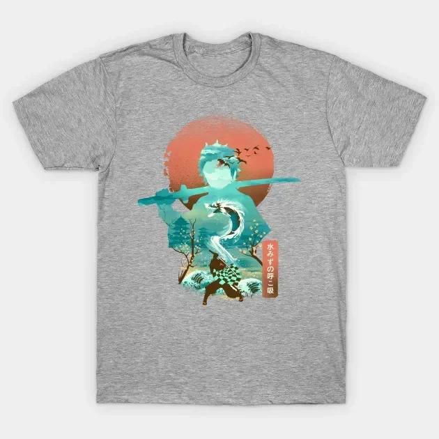 Breath of Water Ukiyo Samurai T Shirt Short Sleeve 100 Cotton Casual Tshirts Loose Top Size S3XL