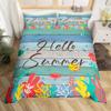 Постельное белье Hello Summer с желтым подсолнухом, пододеяльник в фермерском стиле с коричневой полосой и старой деревянной дверью с зелеными листьями, комплекты постельного белья