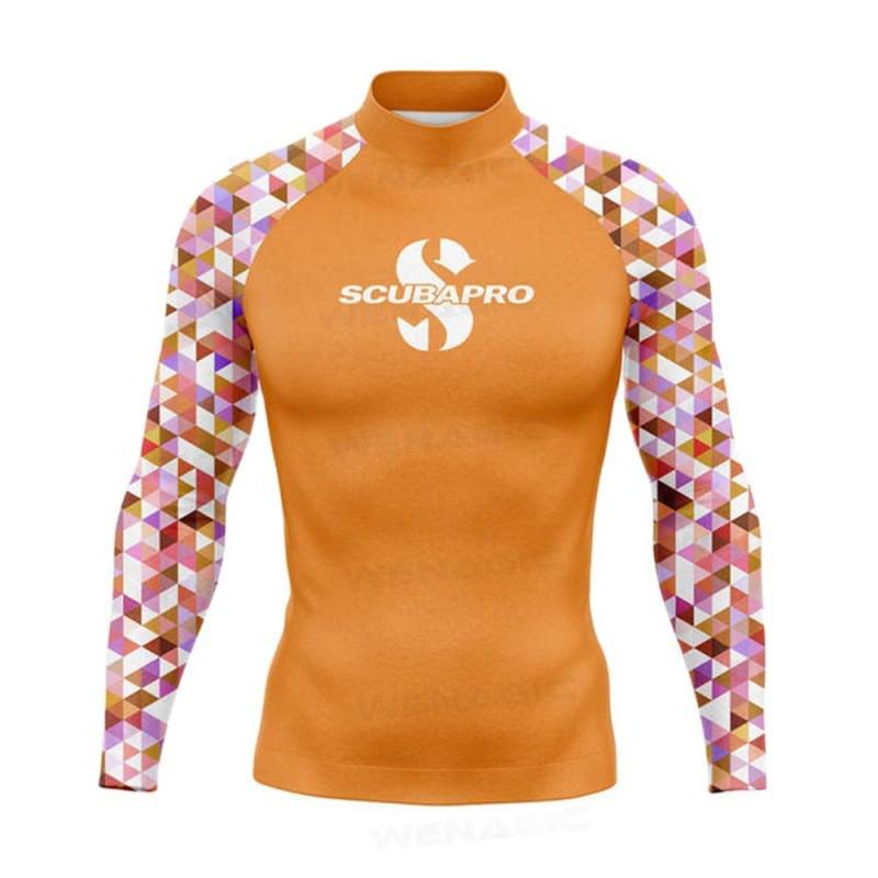 Mens UPF 50 Long Sleeve Rash Guard Diving Surfing Swimming UV Protection Water Sports Sunproof Top