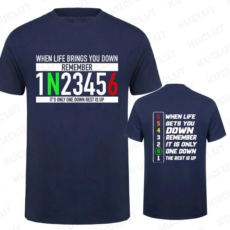 Motorcycle Gear Graphic T Shirts for Men Classic Male Tshirts When Life Gets You Down Print Tees Men Oversized Y2k Clothing