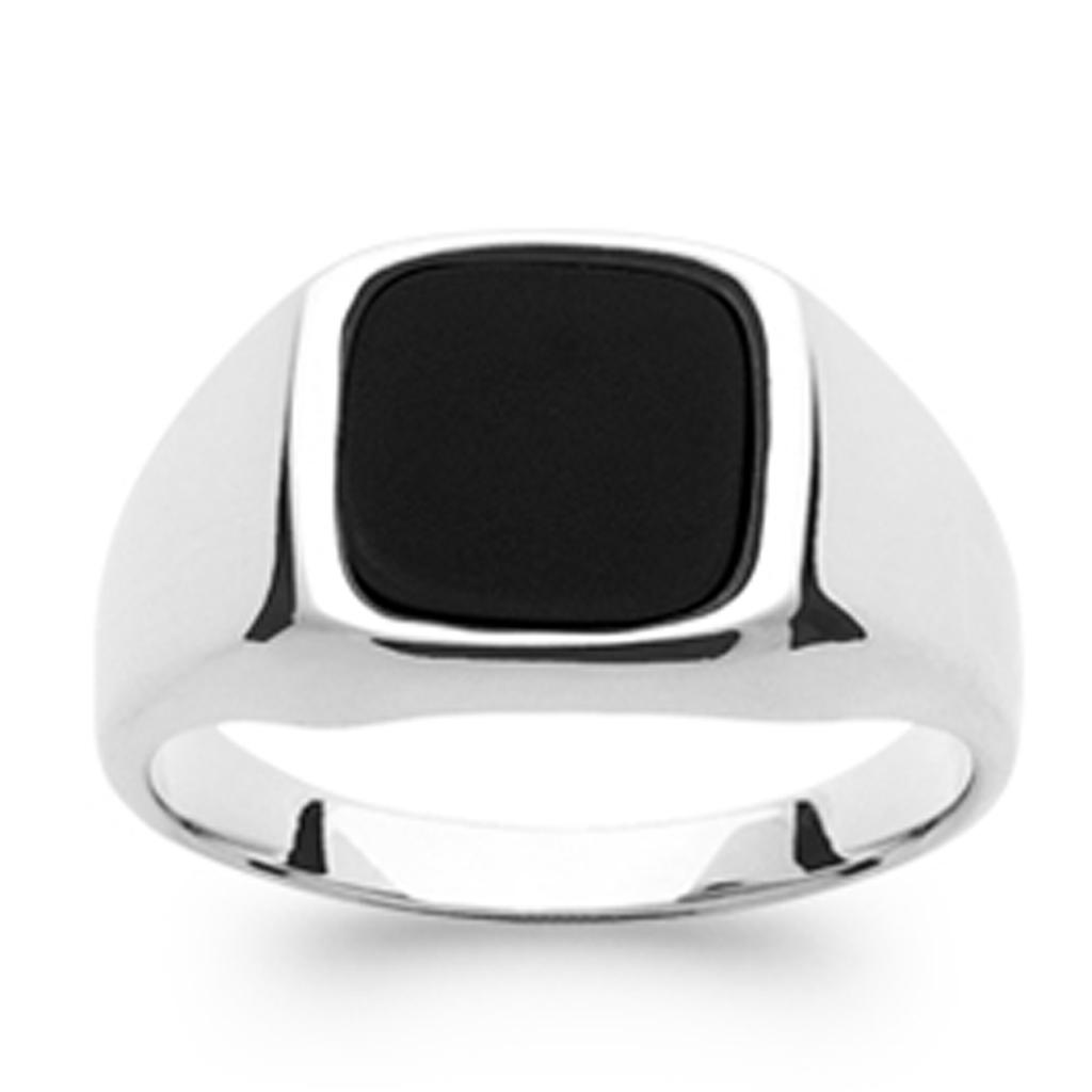 Silver Ring 'King' Black Silver (rhodium) - 9x9mm