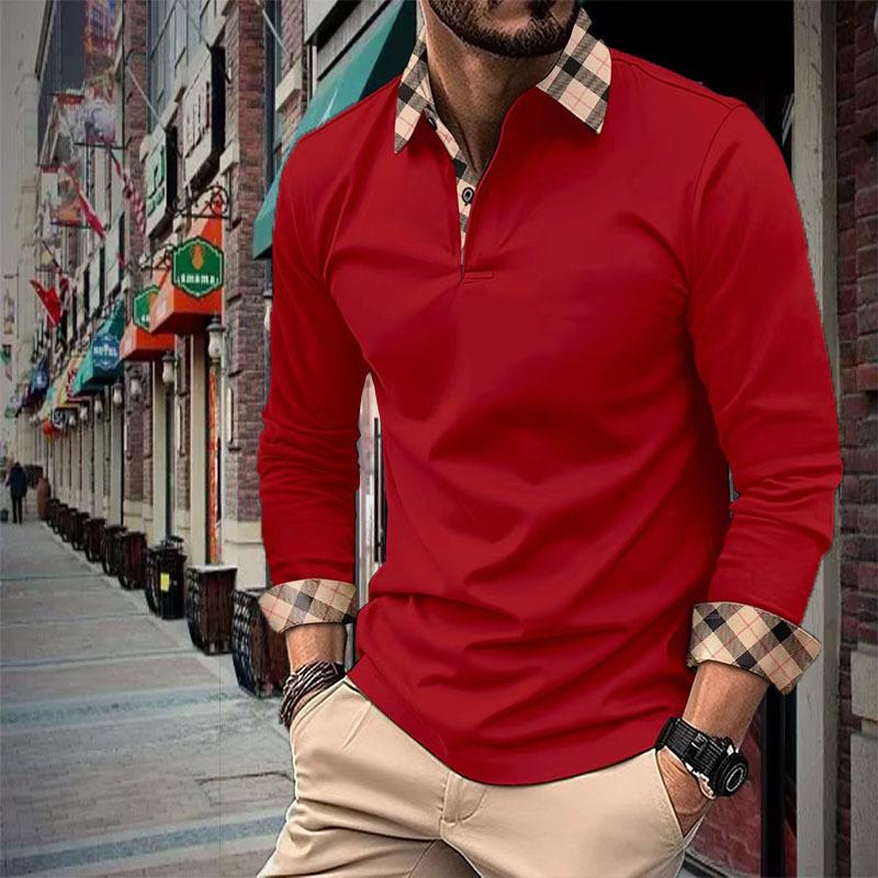 Мужская весенне-летняя повседневная модная рубашка-поло с лацканами Slim Fit