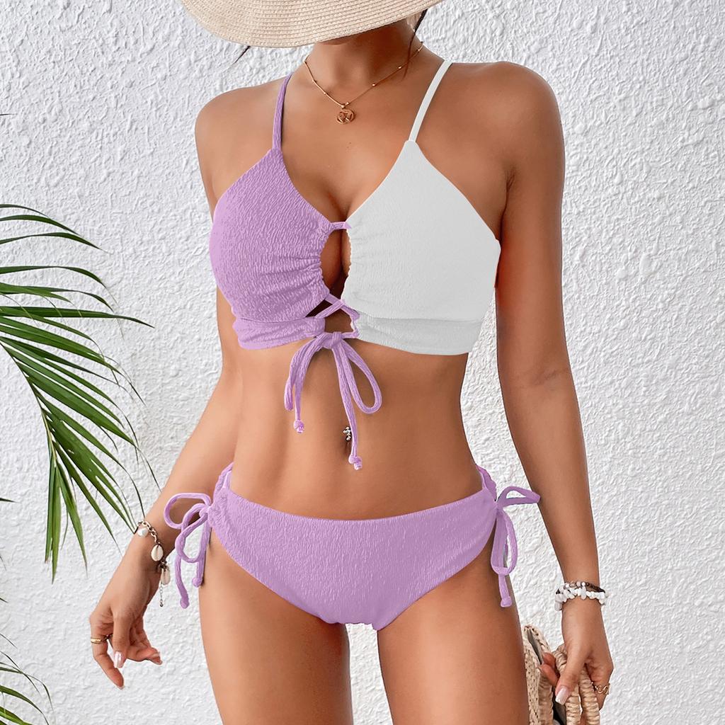 Women's Solid Swimwear Sense Bikini With Chest Pad No Steel Bra Swimwear